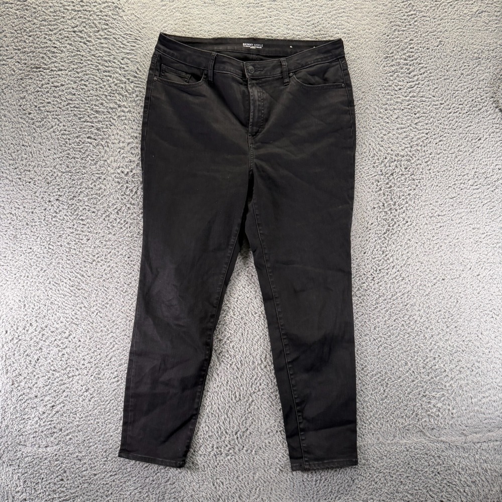 Chico's Jeans Womens 14 Black Cotton Denim Skinny Ankle Travel Workwear Stretch